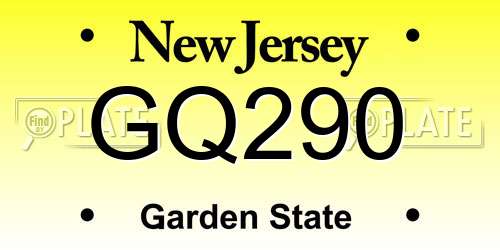 GQ290 New Jersey License Plate