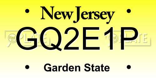 GQ2E1P New Jersey License Plate