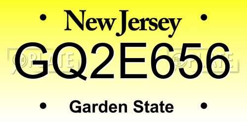 GQ2E656 New Jersey License Plate
