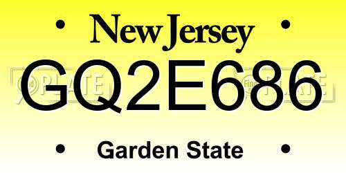 GQ2E686 New Jersey License Plate
