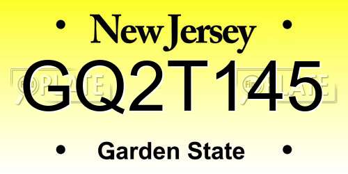 GQ2T145 New Jersey License Plate