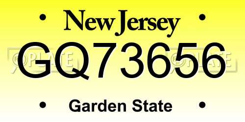GQ73656 New Jersey License Plate