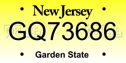 GQ73686 New Jersey License Plate