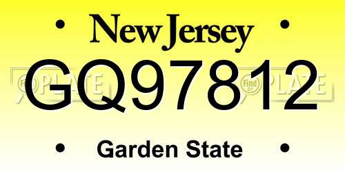 GQ97812 New Jersey License Plate