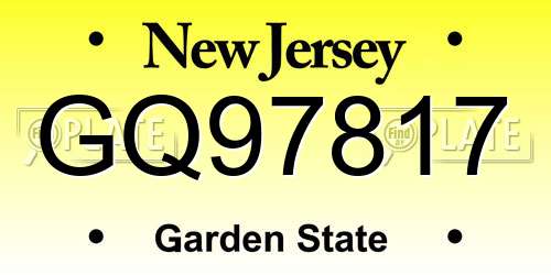GQ97817 New Jersey License Plate
