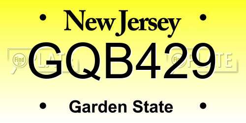 GQB429 New Jersey License Plate