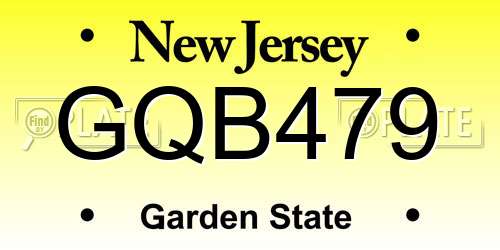 GQB479 New Jersey License Plate