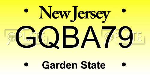 GQBA79 New Jersey License Plate