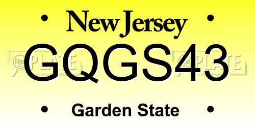 GQGS43 New Jersey License Plate
