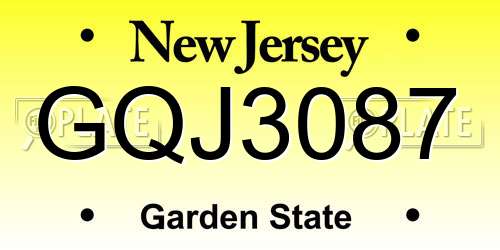 GQJ3087 New Jersey License Plate