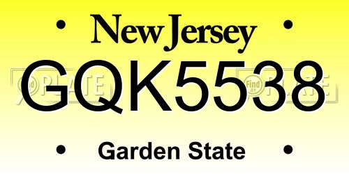 GQK5538 New Jersey License Plate