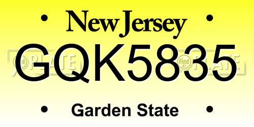 GQK5835 New Jersey License Plate