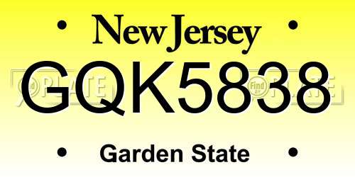 GQK5838 New Jersey License Plate