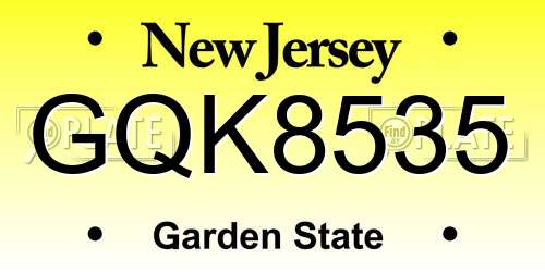 GQK8535 New Jersey License Plate