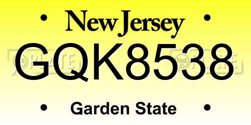 GQK8538 New Jersey License Plate