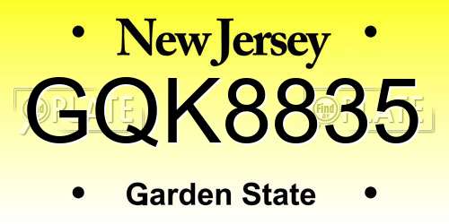 GQK8835 New Jersey License Plate
