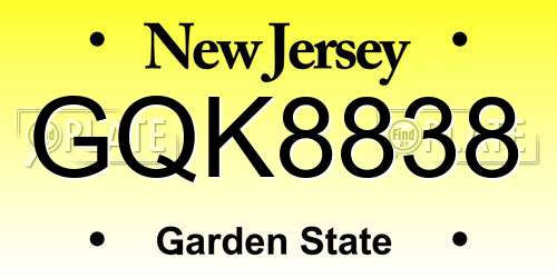 GQK8838 New Jersey License Plate