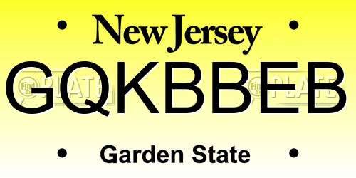 GQKBBEB New Jersey License Plate