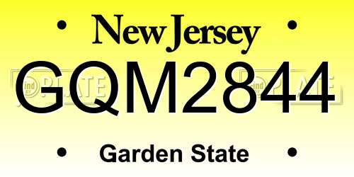 GQM2844 New Jersey License Plate
