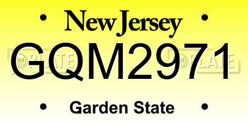GQM2971 New Jersey License Plate