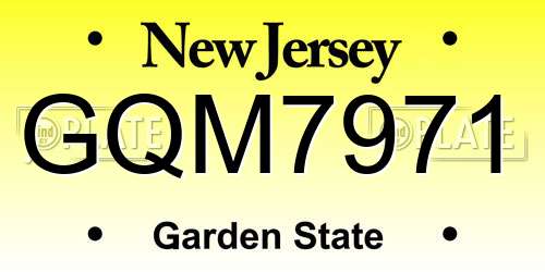 GQM7971 New Jersey License Plate