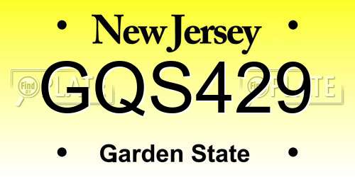 GQS429 New Jersey License Plate