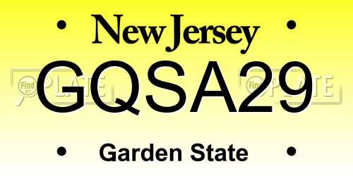 GQSA29 New Jersey License Plate