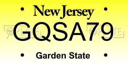 GQSA79 New Jersey License Plate