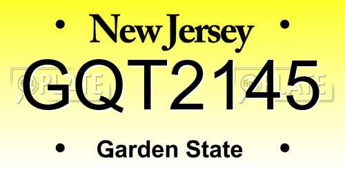 GQT2145 New Jersey License Plate