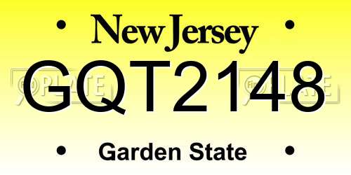 GQT2148 New Jersey License Plate