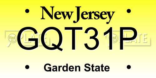 GQT31P New Jersey License Plate