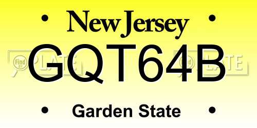 GQT64B New Jersey License Plate
