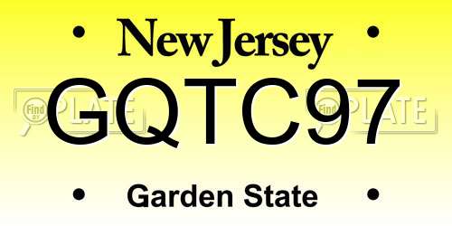 GQTC97 New Jersey License Plate
