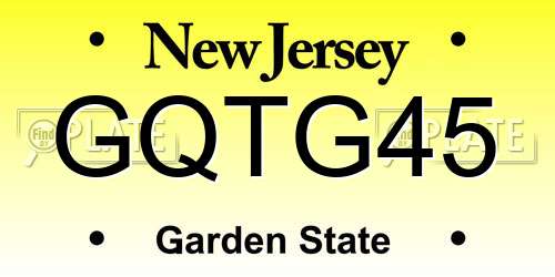 GQTG45 New Jersey License Plate