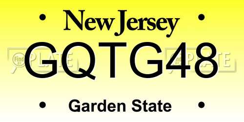 GQTG48 New Jersey License Plate