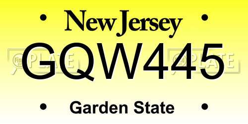 GQW445 New Jersey License Plate