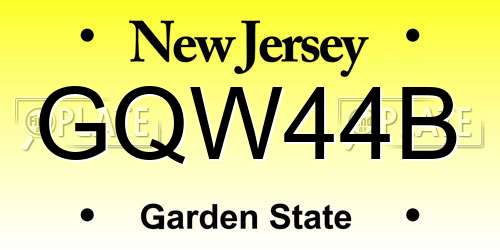 GQW44B New Jersey License Plate
