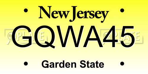 GQWA45 New Jersey License Plate