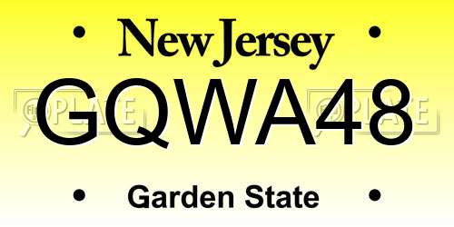 GQWA48 New Jersey License Plate