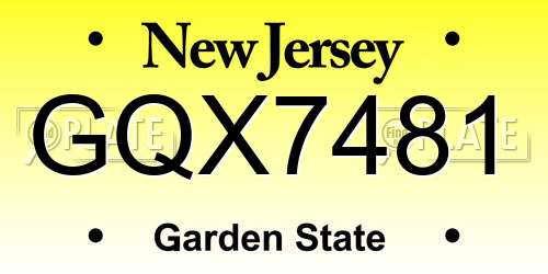 GQX7481 New Jersey License Plate