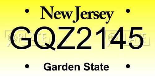 GQZ2145 New Jersey License Plate