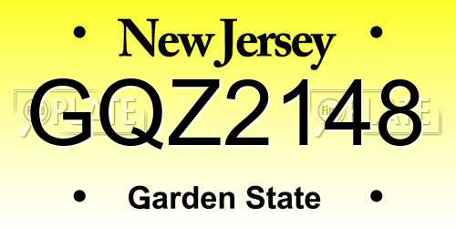 GQZ2148 New Jersey License Plate