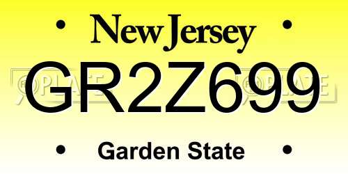 GR2Z699 New Jersey License Plate