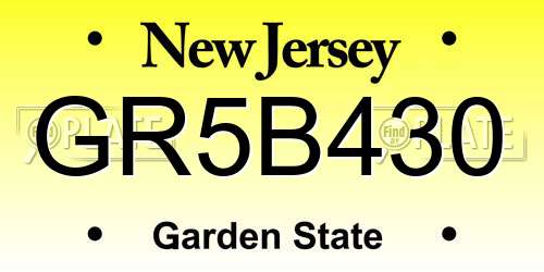 GR5B430 New Jersey License Plate