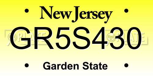 GR5S430 New Jersey License Plate