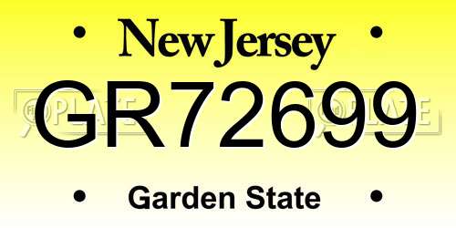 GR72699 New Jersey License Plate