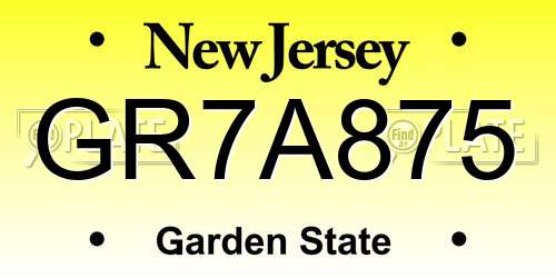 GR7A875 New Jersey License Plate