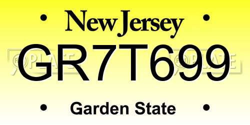 GR7T699 New Jersey License Plate
