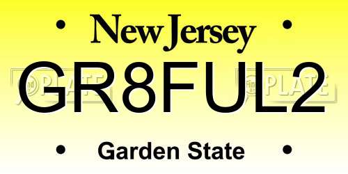 GR8FUL2 New Jersey License Plate