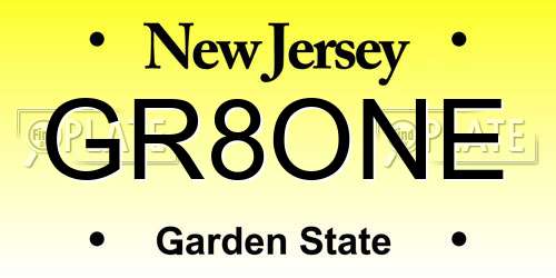 GR8ONE New Jersey License Plate